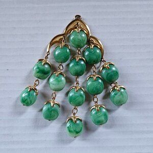 Vintage 1960's Trifari Gold Crown Jade Waterfall Pendant ONLY